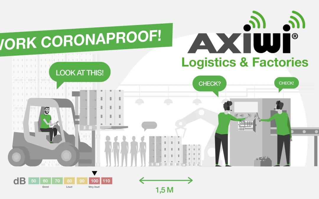 Animation: Wireless factory tour headsets for Coronaproof communication in noisy logistics and production environments