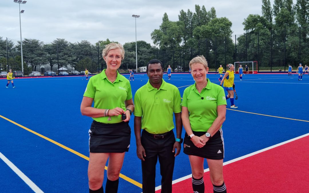 Hockey umpires work with AXIWI headsets during the World Cup for Masters